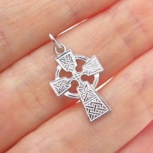 CHARLES M. ROBBINS 925 Sterling Silver Vintage Celtic Cross Minimalist Pendant